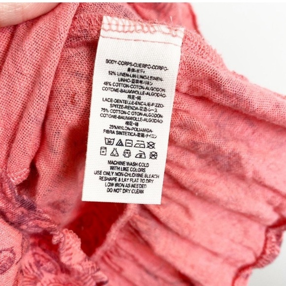 Free People Coral Floral Tiered Boho Tank Top (S) - Picture 4 of 7